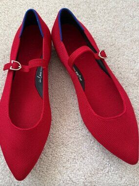 Rothy’s The Point Mary Jane in Red Crisp (Size 6)